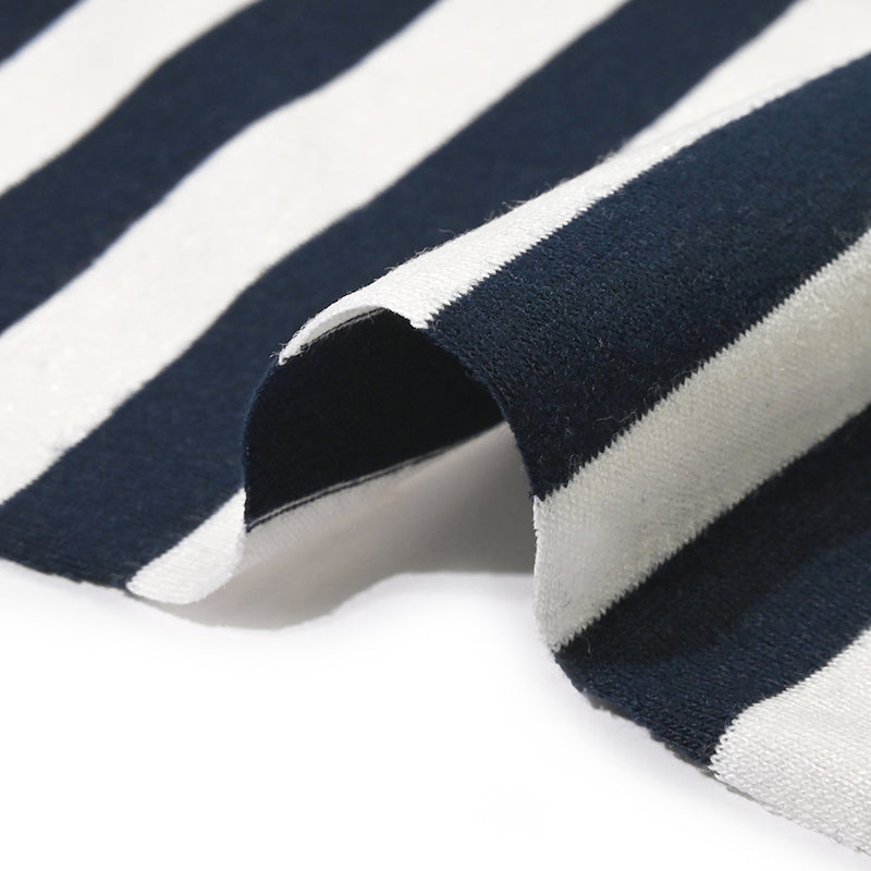 Striped polyviscose jersey 13 mm navy and white