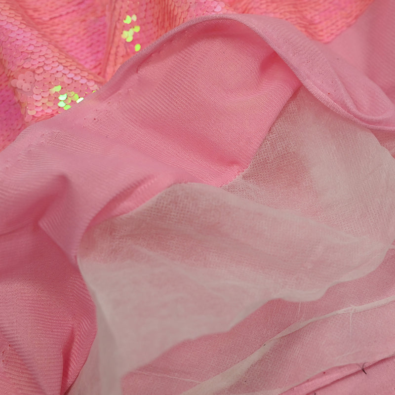 Tulle sequin rose barbie changeant fluo