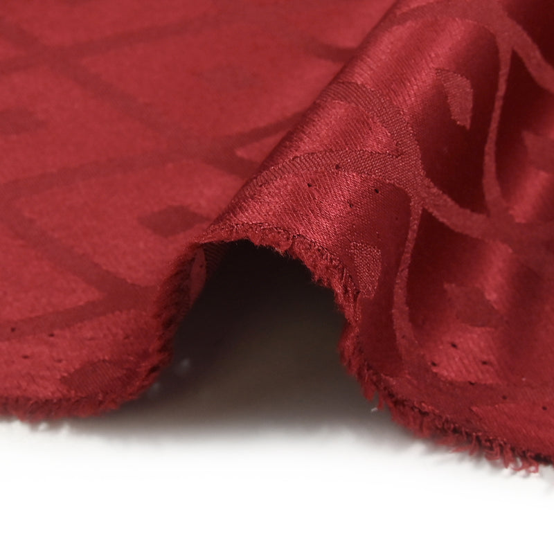 Satin jacquard de polyester losange rouge grenat