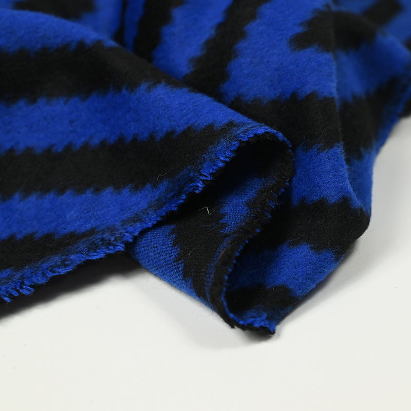 Mixed wool scraped royal and black blue chevrons