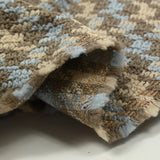 Laine mélangée pied-de-poule bouclé beige, marron et bleu ciel