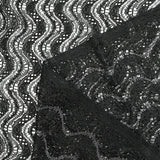 Polyester lace waves Lurex Silver Black Background