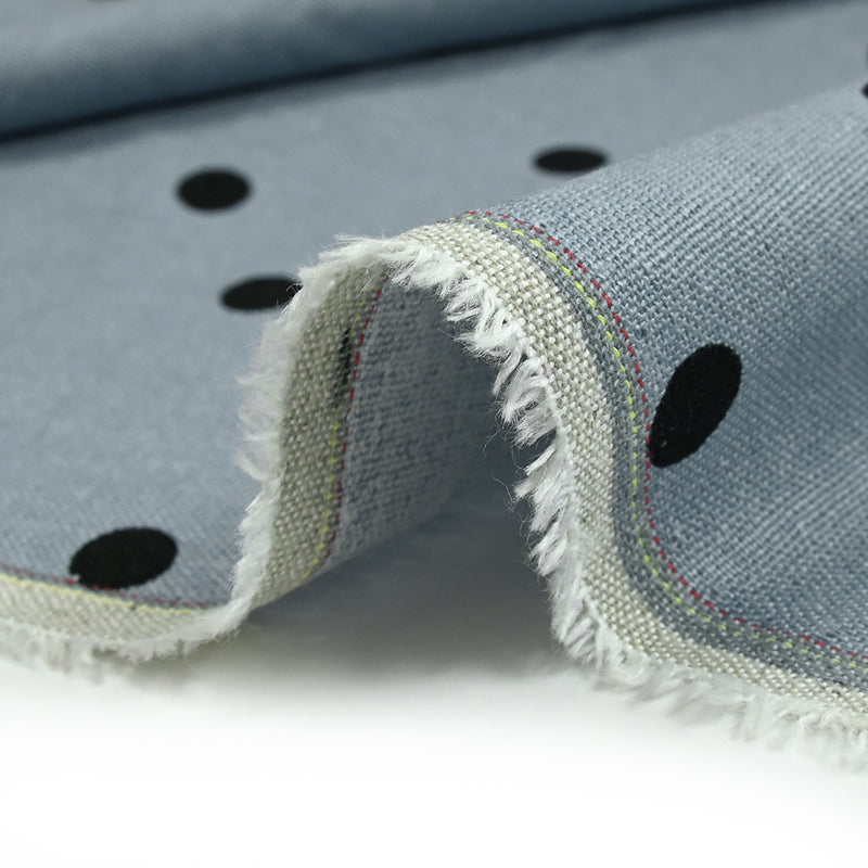 Linen Print Viscose Pea Blue Background