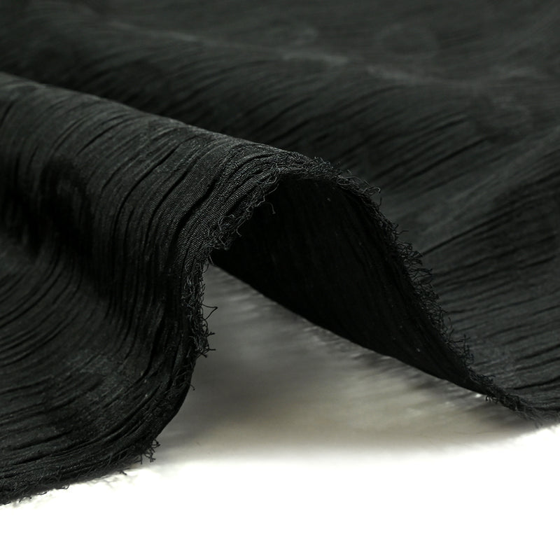 Mousseline Polyester Crinkle Elfy Black Fond