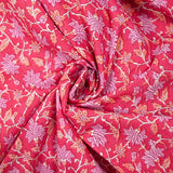 Jaipur Mauve con estampado de algodón indio y albaricoque de fondo rosa
