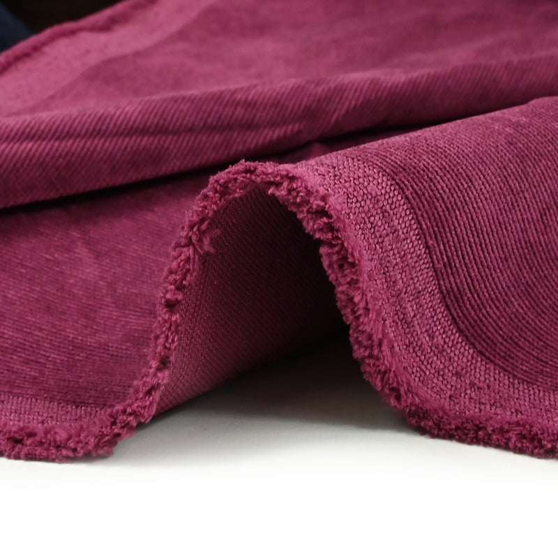 Velours polyester fines côtes magenta