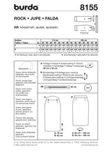 Patrón N ° 8155: falda derecha
