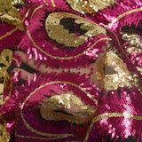 Tulle sequin plumes royales or et fuchsia