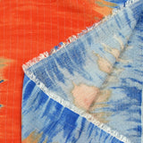 Crépon viscose lurex tie and dye bleu et orange