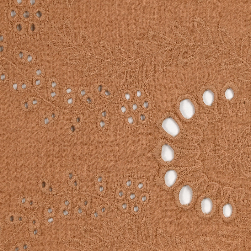 Double openwork embroidered gauze Candice nutmeg