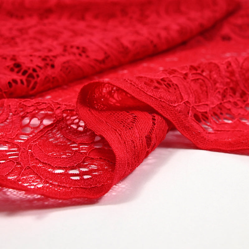 Red Flora polyester lace