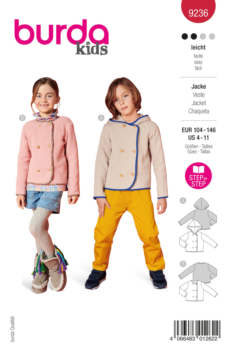 Patron Burda Enfant n°9236 : Veste