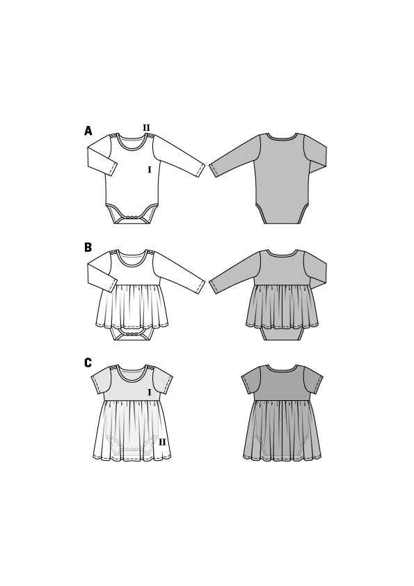 Burda boss n ° 9347: dress with baby body