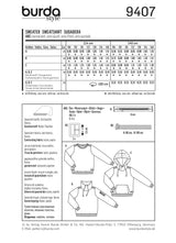Patron n ° 9407: sweatshirt