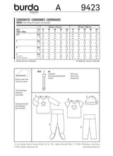 Patron n ° 9423: set for children, t-shirt, pants and hat