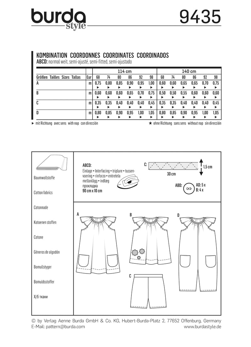 Patron N°9435 : Coordonnés bébé
