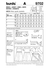Patrón N ° 9702: Vestido y chaqueta niña