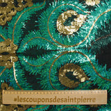 Tulle Sequin Royal feathers gold and emerald