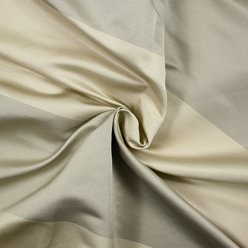 Satin de polycoton doupionné à rayures beige et taupe