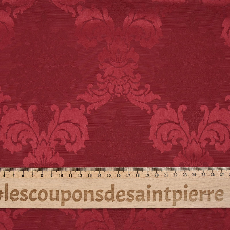 Satin jacquard de polyester baroque rouge grenat