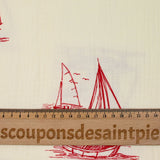 Gasa doble barco estampado burdeos fondo crudo