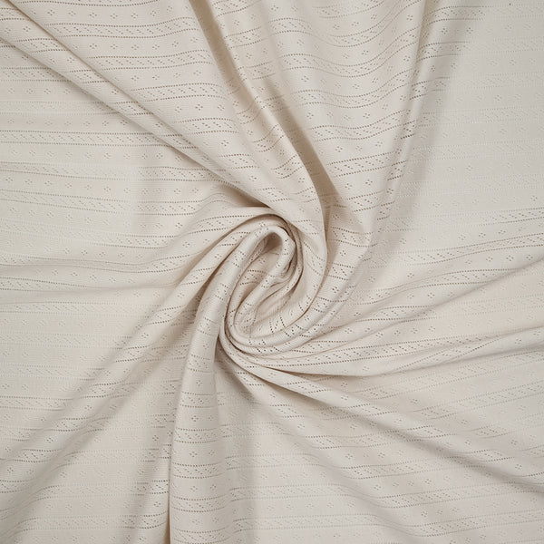 Jersey pointelle 100% coton blanc cassé