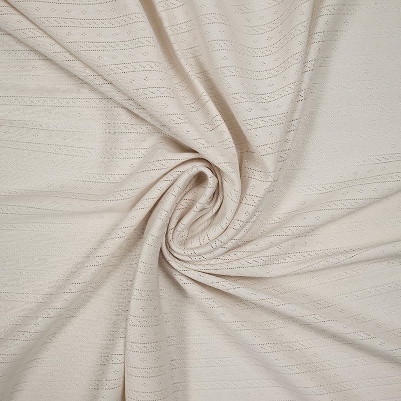 Jersey pointelle 100% coton blanc cassé