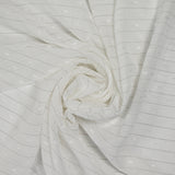 Mousseline crinkle plumetis rayée lurex fond blanc