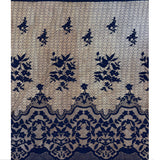 Dentelle polyester brodée sur résille bleu marine