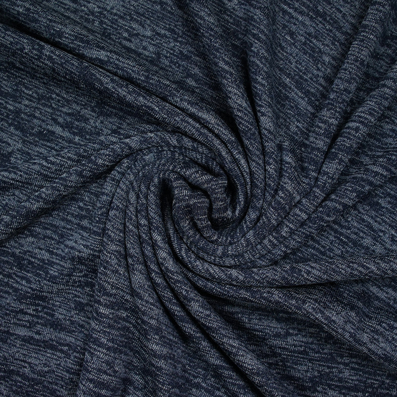 Maille de polyester chinée bleu marine