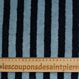 Tissu éponge bambou rayure bleu barbeau et bleu marine vendu au mètre