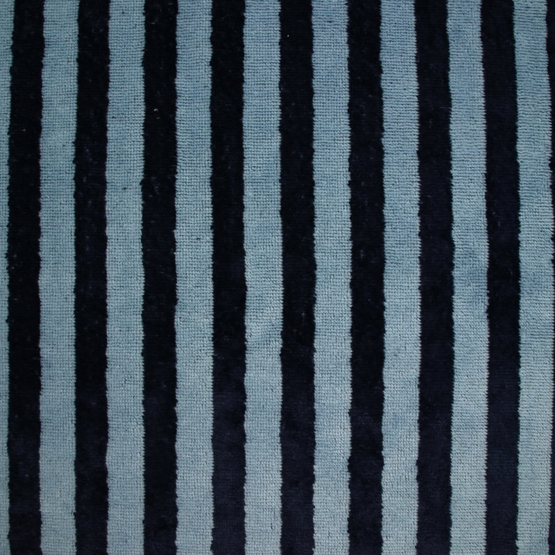Tissu éponge bambou rayure bleu barbeau et bleu marine vendu au mètre
