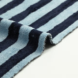 Tissu éponge bambou rayure bleu barbeau et bleu marine vendu au mètre