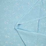 Velo de poliéster con bordado floral bohemio azul cielo