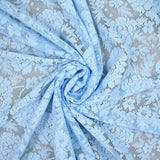 Guipure fine motif champêtre fond bleu maya