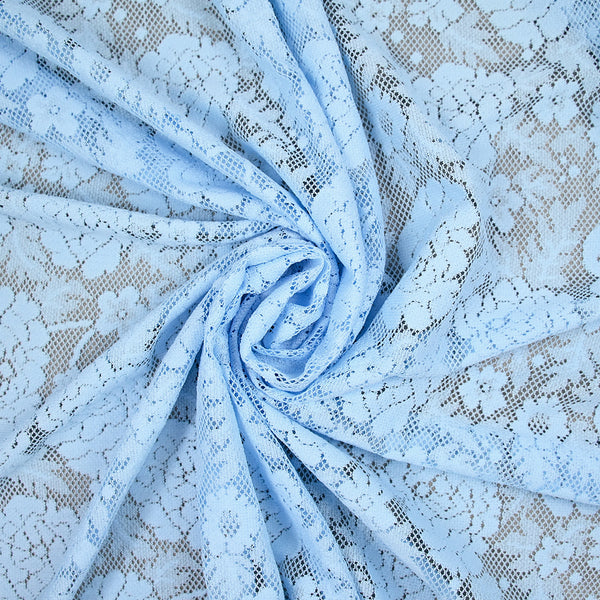 Guipure fine motif champêtre fond bleu maya