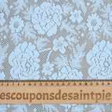 Guipure fine motif champêtre fond bleu maya
