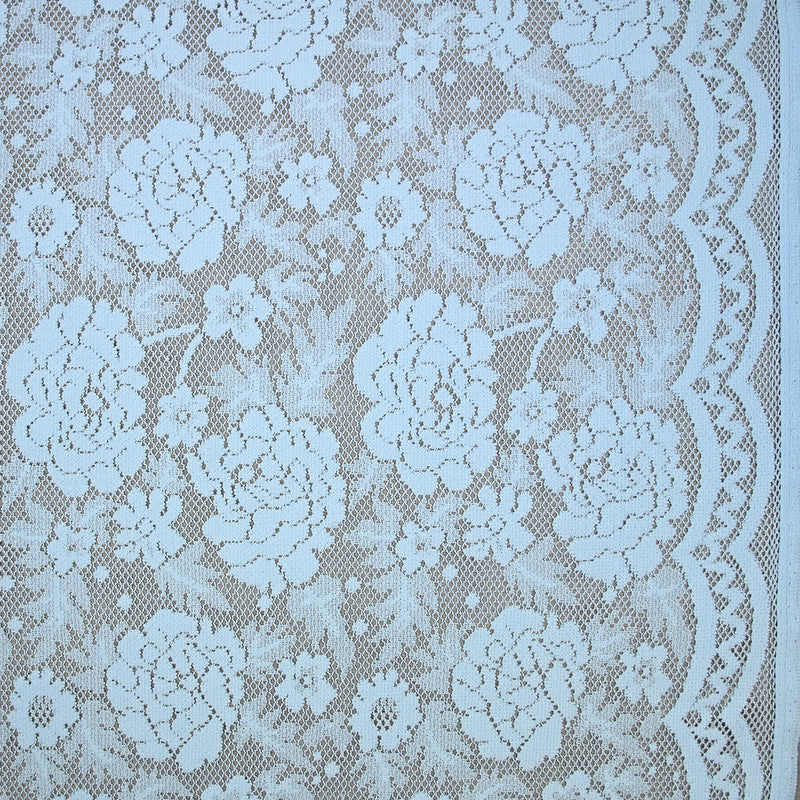 Guipure fine motif champêtre fond bleu maya