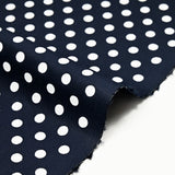 Coton imprimé pois 8mm fond bleu marine
