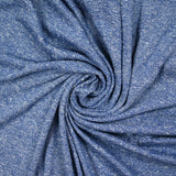 Maille de polyester chinée et mouchetée bleu denim