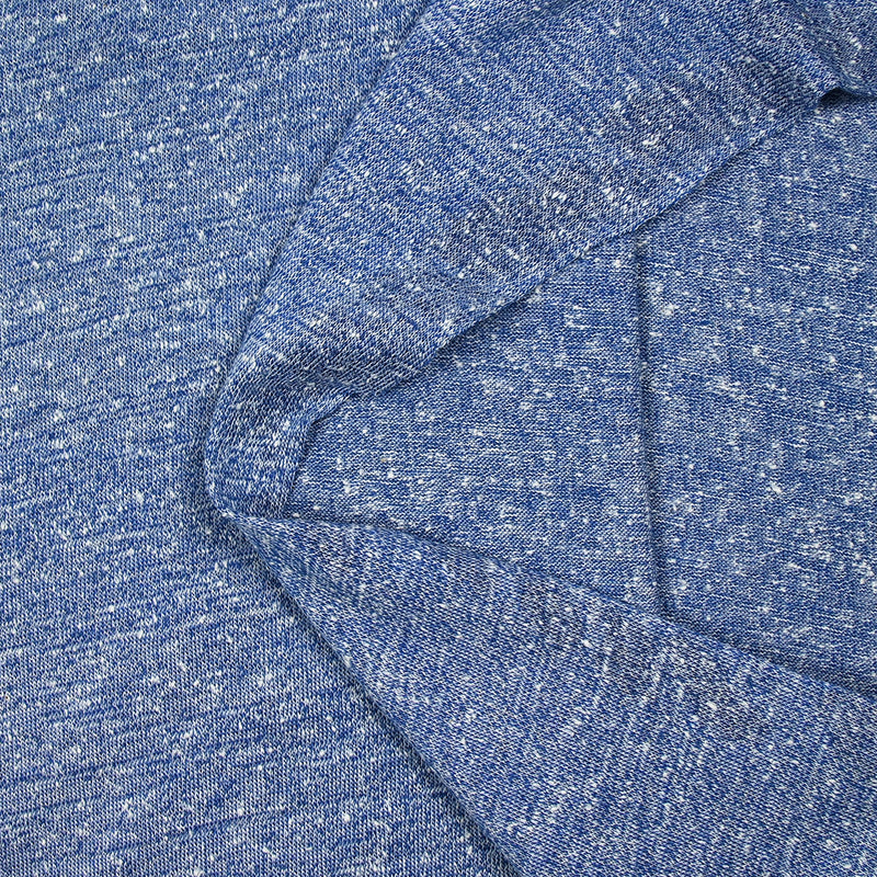 Maille de polyester chinée et mouchetée bleu denim