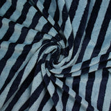 Tissu éponge bambou rayure bleu barbeau et bleu marine vendu au mètre