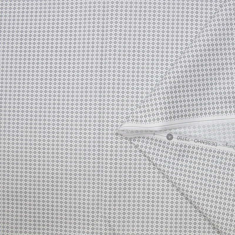 Coton imprimé brique grise fond blanc cassé