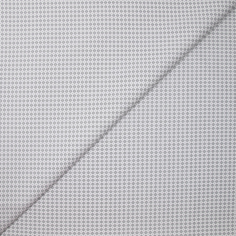 Coton imprimé brique grise fond blanc cassé
