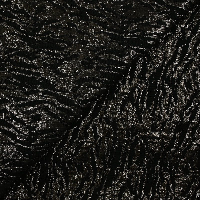 Brocart polycoton animal brillant fond noir