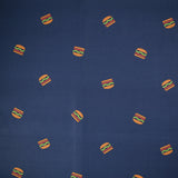Coton imprimé mini burger fond bleu