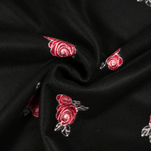 Caban polyester rose rouge feutré fond noir