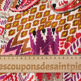 Viscose matelassée double face ikat et cachemire rose et violet au mètre