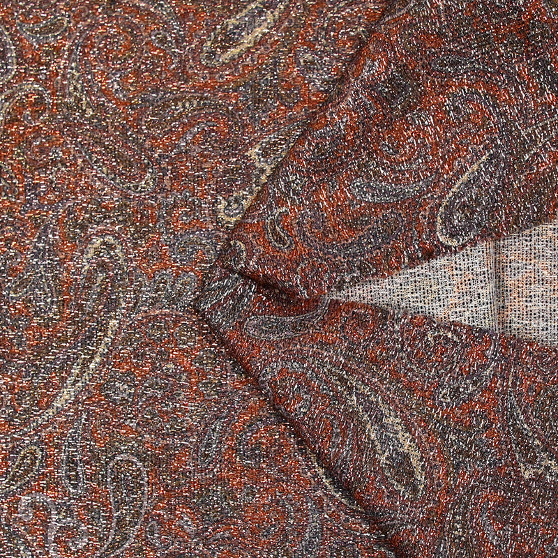 Maille polyester lamé cachemire vert fond orange