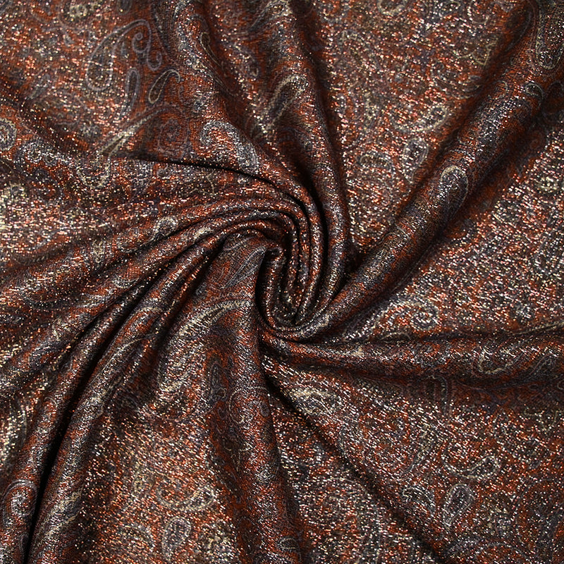 Maille polyester lamé cachemire vert fond orange